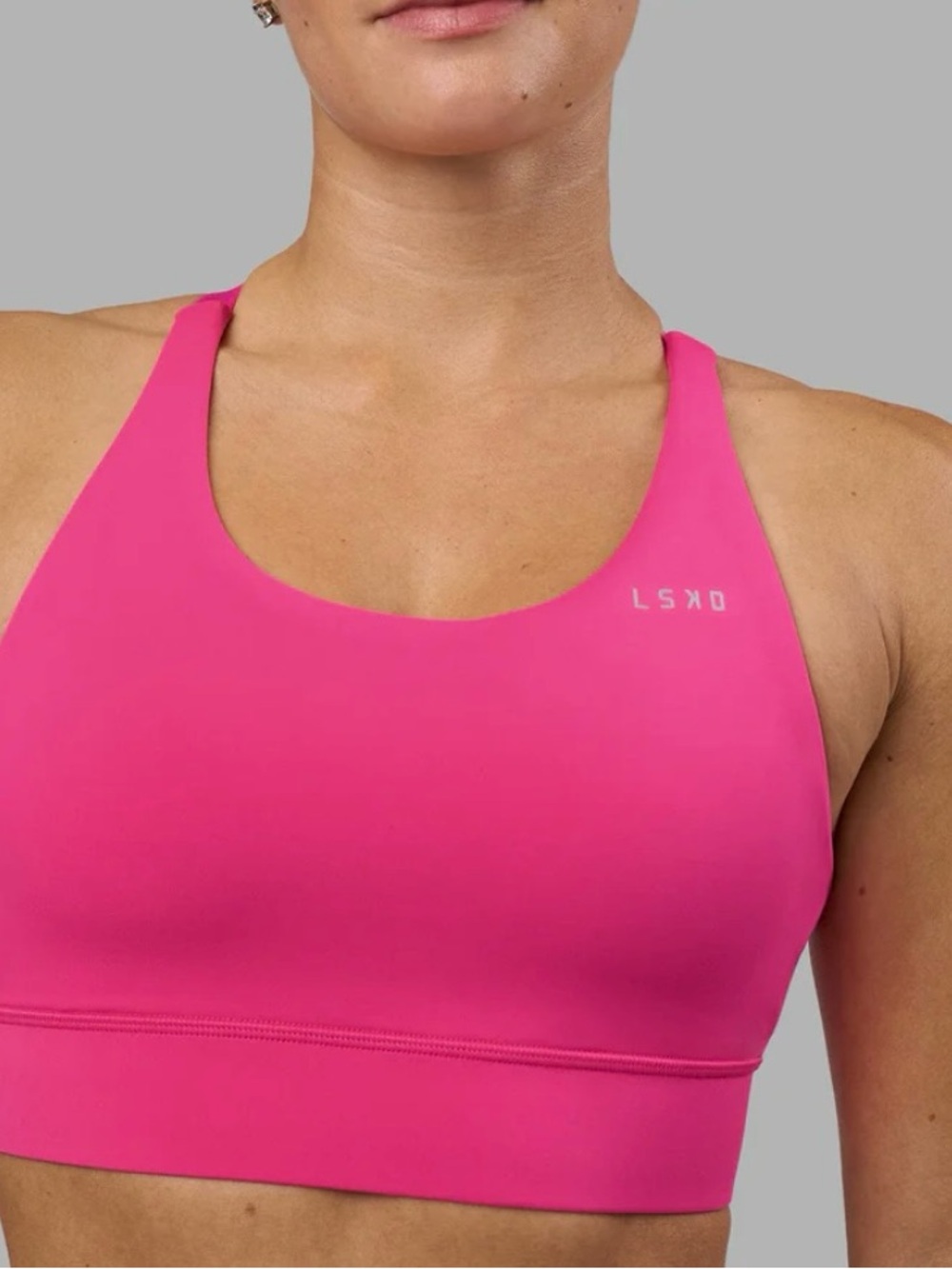 Women's Pink Sports Bra with Crossback Straps